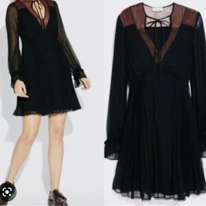 Coach Wednesday Adams Style Dress Pleated Black US Size 4 Originally $595